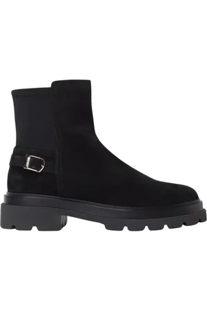 santoni Schoenen, Dames, Zwart, 40 EU, Suède, Zwarte Suède Enkellaarsjes met Gesp