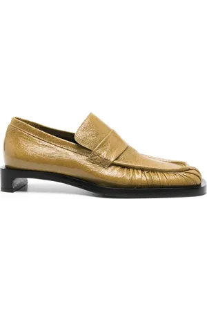 Jil Sander Schoenen, Dames, Groen, 37 1/2 EU, Mosterd Hak Loafer