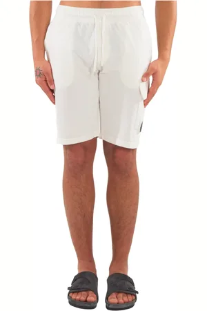 C.P. Company Korte broeken, Heren, Wit, M, Fleece Cargo Shorts