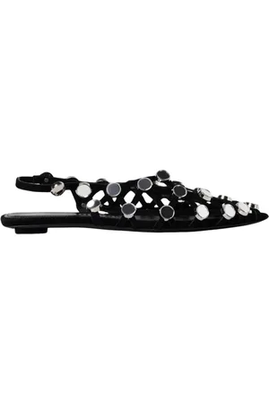 The Attico Schoenen, Dames, Zwart, 38 EU, Suède, Zwarte balletflats met spiegelversieringen