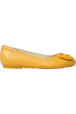 Hogan Schoenen, Dames, Geel, 39 EU, Elegante Leren Ballerina Flats