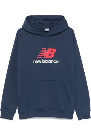 New Balance Sweatshirts & Hoodies, Heren, Blauw, S, Katoen, Marineblauwe Sweatshirt met Buidelzak