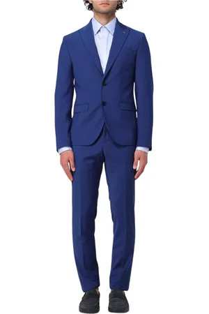 Manuel Ritz Pakken, Heren, Blauw, L, Tweed, Blauw Tweedelig Pak