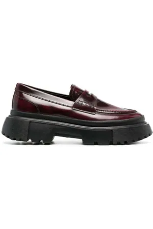 Hogan Schoenen, Dames, Rood, 37 1/2 EU, Klassieke Mocassin Schoen