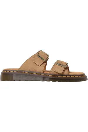 Dr. Martens Schoenen, Heren, Bruin, 44 EU, Suède, Leren Gesp Sandaal Stijlvol Comfort