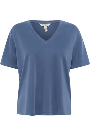 Part Two Tops, Dames, Blauw, M, Zachte V-hals Tee Oceana