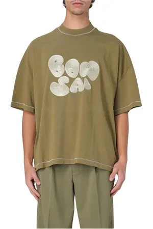 BONSAI Tops, Heren, Groen, L, Katoen, Geborduurd Logo T-shirt