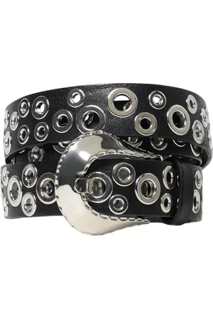 Golden Goose Accessoires, Dames, Zwart, 85 CM, Leer, Stijlvolle leren riem met oogdetail