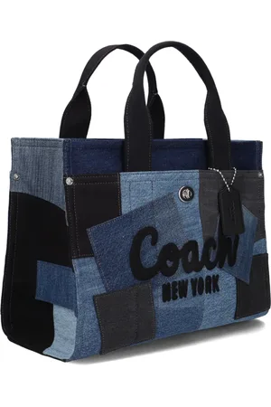 Coach Tassen, Dames, Blauw, ONE Size, Denim, Patchwork Denim Cargo Tote Tas