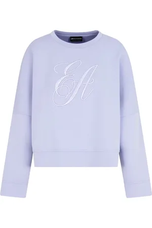 Emporio Armani Sweatshirts & Hoodies, Dames, Paars, L, Katoen, Monogram Gebreide Trui