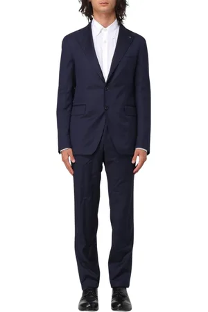 TAGLIATORE Pakken, Heren, Blauw, XL, Tweed, Op maat gemaakt pak tweedelig