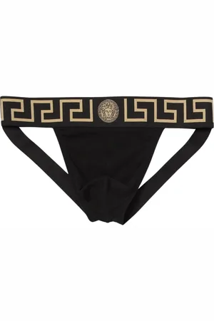 VERSACE Ondergoed, Heren, Zwart, L, Griekse Sleutel Jockstrap voor Mannen