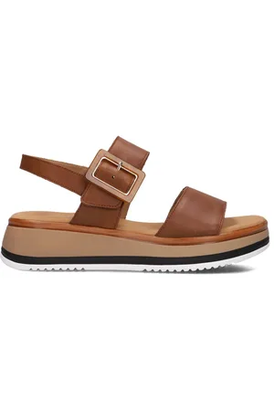 Gabor Schoenen, Dames, Bruin, 43 EU, Leer, Bruine Leren Sandalen met Peeptoe