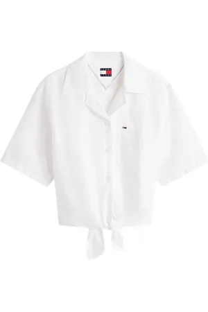 Tommy Hilfiger Blouses & Shirts, Dames, Wit, XS, Katoen, Witte korte mouwen overhemd vrouwen