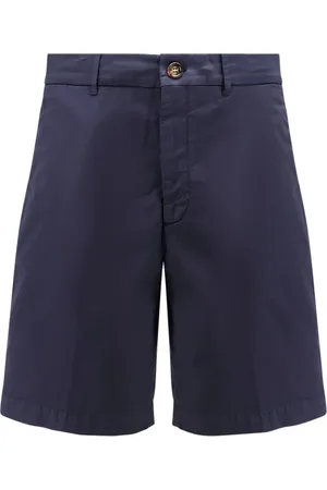 Brunello Cucinelli Korte broeken, Heren, Blauw, XL, Katoen, Blauwe Shorts met knoop en rits