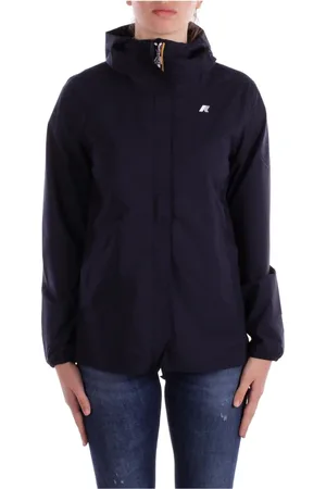 K-Way Jassen, Dames, Blauw, L, Polyester, Gewatteerde jas met capuchon en rits