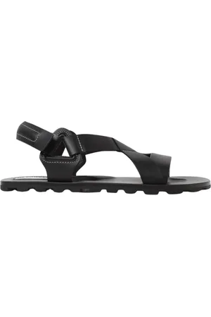 Jil Sander Schoenen, Heren, Zwart, 40 EU, Leer, Zwarte Leren Plat Sandalen