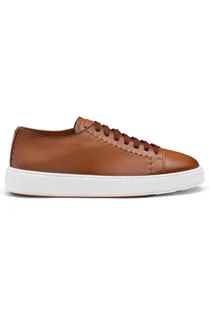 santoni Schoenen, Heren, Bruin, 39 1/2 EU, Leer, Leren sneaker voor heren