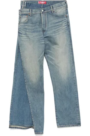 JUNYA WATANABE Jeans, Heren, Blauw, M, Indigo Blauwe Knoop Fly Jeans