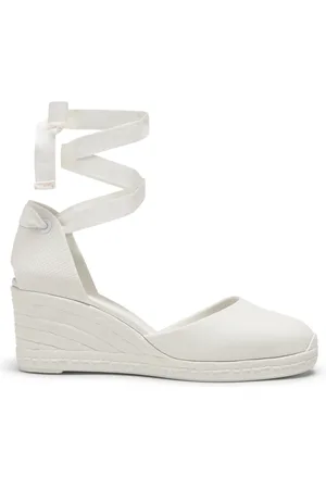 Castaner Schoenen, Dames, Wit, 40 EU, Katoen, Alpargata MET 7 CM Sleehak