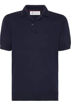 Brunello Cucinelli Tops, Heren, Blauw, 2Xl, Navy Polo Sweater