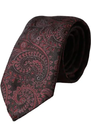 Dolce & Gabbana Accessoires, Heren, Rood, ONE Size, Bordeaux Patroon Zijden Heren Stropdas
