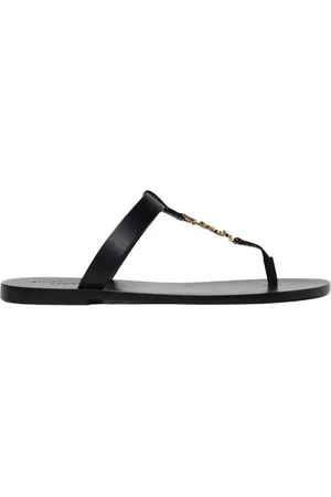 Saint Laurent Schoenen, Heren, Zwart, 42 EU, Zwarte Leren Sandalen voor Mannen