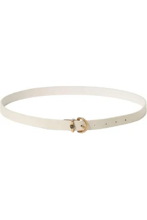Pinko Accessoires, Dames, Wit, XS, Elegant Ivoor Leren Riem met Gesp