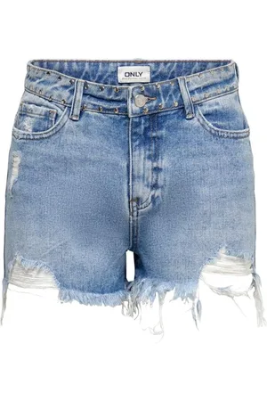 ONLY Korte broeken, Dames, Blauw, XS, Denim, Studded Denim Shorts met studs