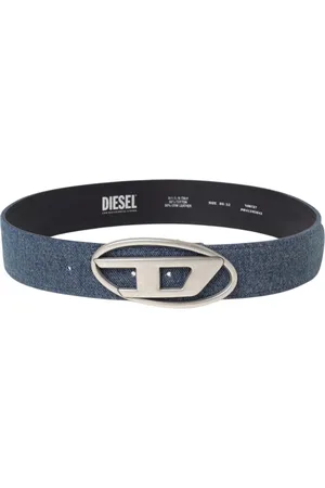 Diesel Accessoires, Dames, Blauw, 75 CM, Denim, Denim Metalen Gesp Riem Stijlvolle Mode