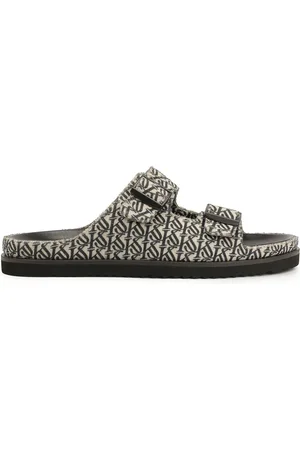 Kazar Schoenen, Heren, Zwart, 46 EU, Leer, Slippers gemaakt van stof met een logopatroon