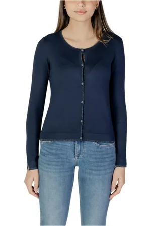 Liu Jo Truien, Dames, Blauw, XL, Blauwe Viscose Blend Vest