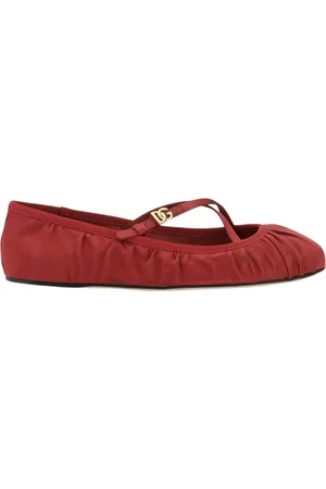 Dolce & Gabbana Schoenen, Dames, Rood, 37 EU, Ruby Cross Strap Ballet Flats