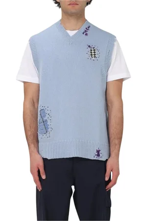 Marni Truien, Heren, Blauw, L, Wol, Stijlvol Geborduurd Sweater Vest