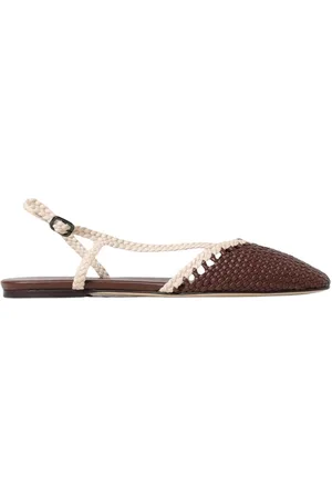 Hereu Schoenen, Dames, Bruin, 40 EU, Geweven platte sandalen