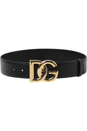 Dolce & Gabbana Accessoires, Dames, Zwart, 75 CM, Zwarte leren riem met DG-gesp