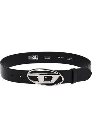 Diesel Accessoires, Dames, Zwart, 80 CM, Leer, Zwart Logo Leren Riem