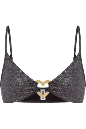 Moschino Badkleding, Dames, Zwart, M, Hart Glitter Bikini Top
