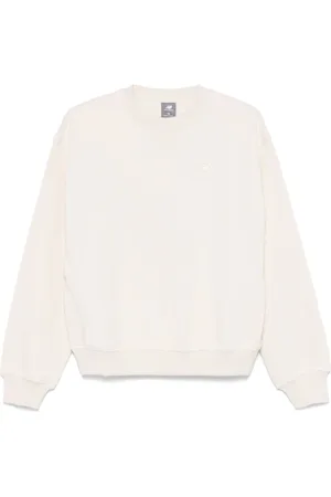 New Balance Sweatshirts & Hoodies, Dames, , M, Ecru Crew Neck Sweater met Logo