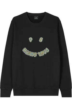 Paul Smith Sweatshirts & Hoodies, Heren, Zwart, M, Katoen, Geborduurde Happy Sweater