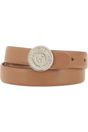 Giorgio Armani Accessoires, Dames, Bruin, 80 CM, Leer, Elegante Leren Riem met Cirkelvormige Gesp