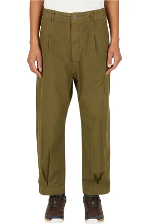 Applied Art Forms Broeken, Heren, Groen, M, Katoen, Gestructureerde Cargo Broek met Plooien