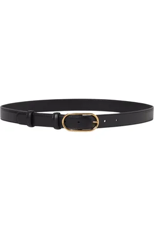 Dolce & Gabbana Accessoires, Dames, Zwart, 80 CM, Zwarte Leren Riem met Gouden Gesp