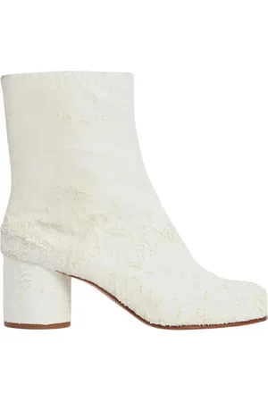Maison Margiela Schoenen, Dames, Wit, 36 EU, Witte Gebeeldhouwde Hak Enkellaarzen