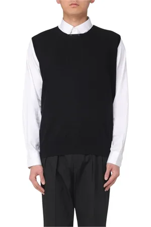 LARDINI Truien, Heren, Zwart, M, Wol, Elegante Wollen Sweater Vest