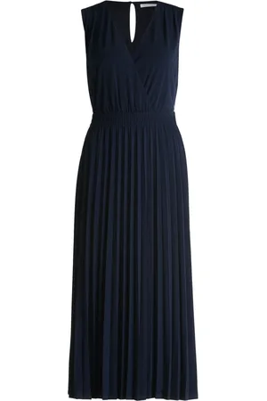 Betty & Co Kleedjes, Dames, Blauw, 3Xl, Mouwloze Geplooide Jurk