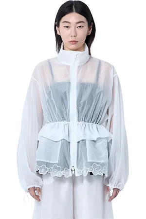 Cecilie Bahnsen Blouses & Shirts, Dames, Wit, S, Jas met trekkoord en kant