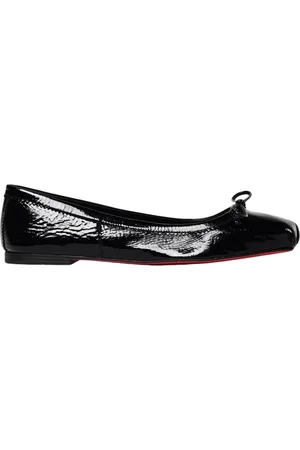 Christian Louboutin Schoenen, Dames, Zwart, 41 EU, Leer, Zwarte Lakleren Ballerina Flats