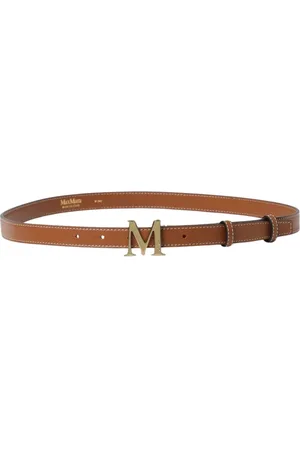 Max Mara Accessoires, Dames, Bruin, XL, Klassieke Zwarte Leren Riem met Gepolijste Gesp
