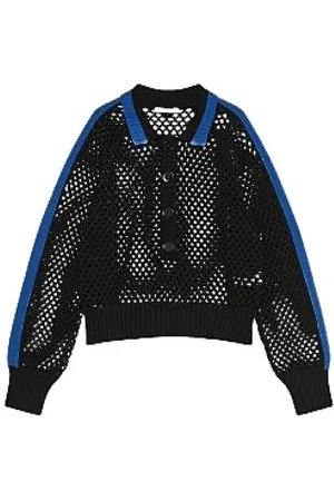 Patrizia Pepe Truien, Dames, Zwart, S, Mesh Effect Gebreide Top